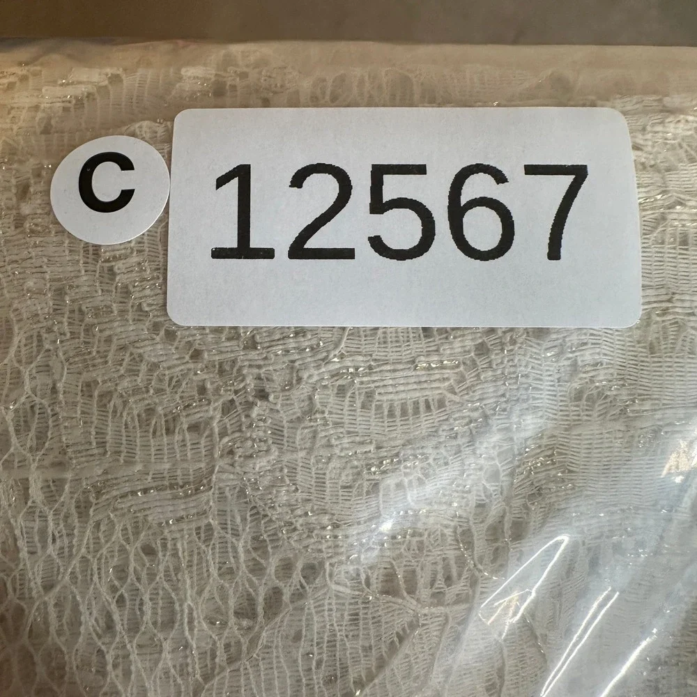 JCPenney Vintage Lace Curtain Panel Gold Metallic Rose Floral Cream 54